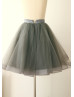 Gray Satin Sash Tulle Knee Length Tutu Skirt